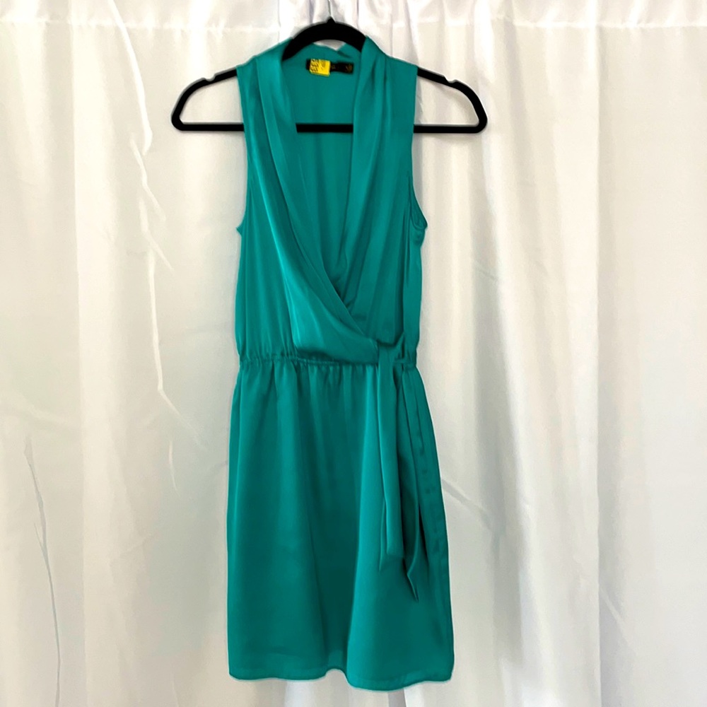 Teal silk dress